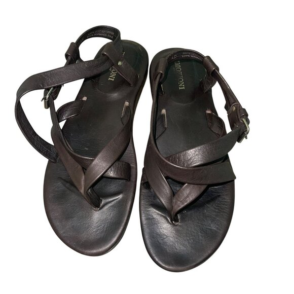 Emozioni Womens Sandals Size 40 Brown Leather Designer Gladiator Italy - Picture 1 of 13